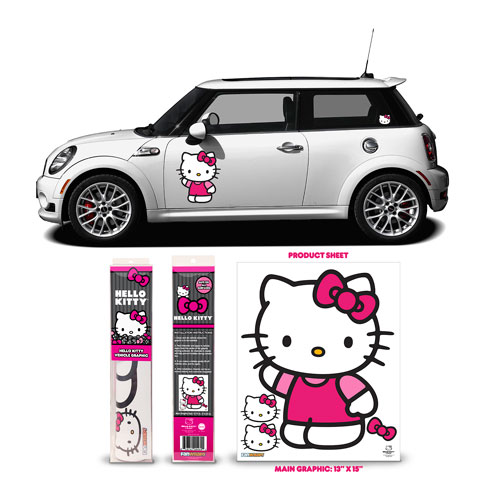 Hello Kitty Pink Waving Car Decal